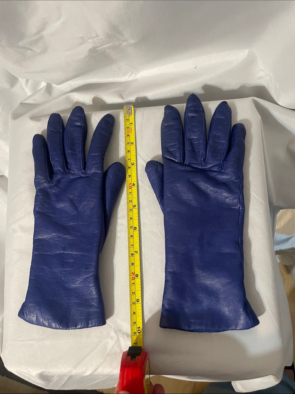 Blue Leather Gloves